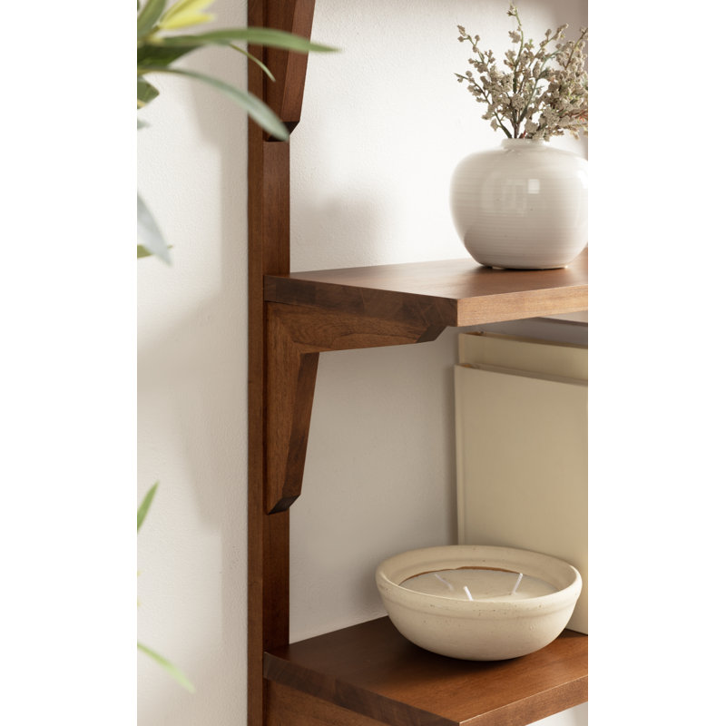 Carmouche Tiered Solid Wood Wall Shelf, Brown