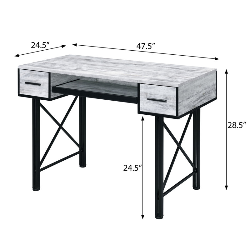 Computer Desk With Keyboard Tray, Gray