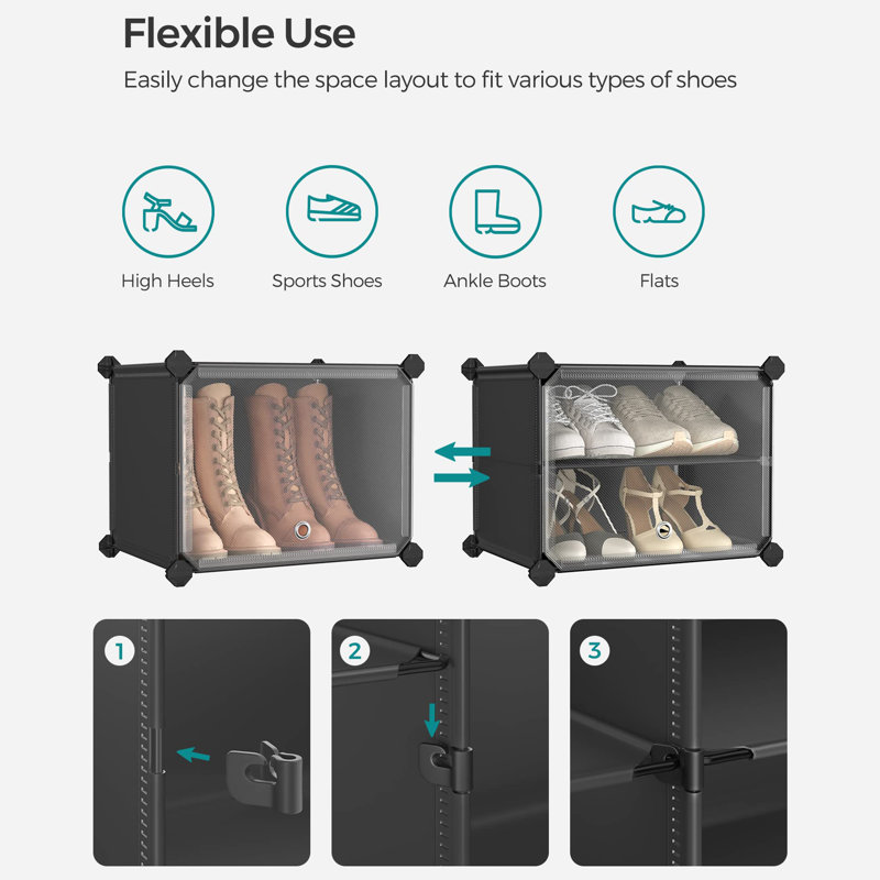 Shoe Storage Cabinet, 125cm H x 165cm W x 32cm D, Black