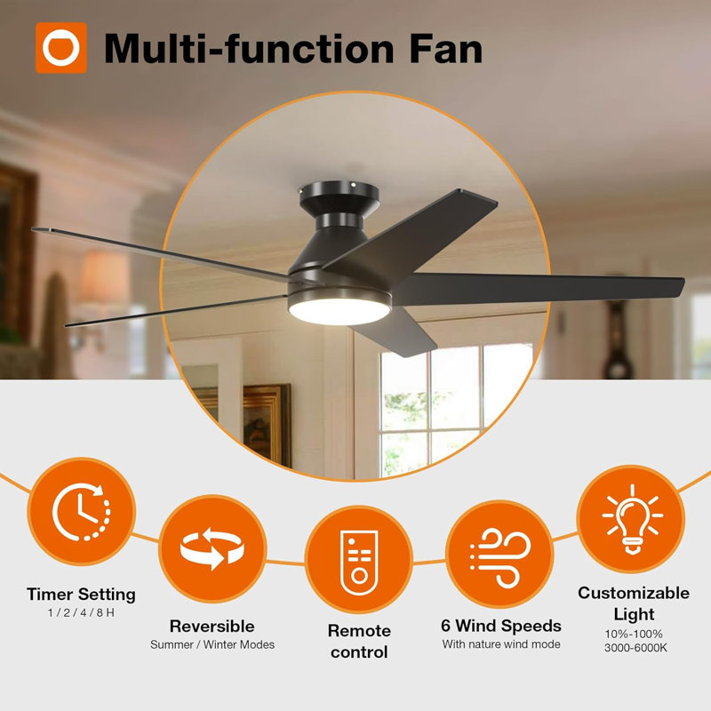 52 Inch Nickel Dual Head Ceiling Fan with Light and Remote
