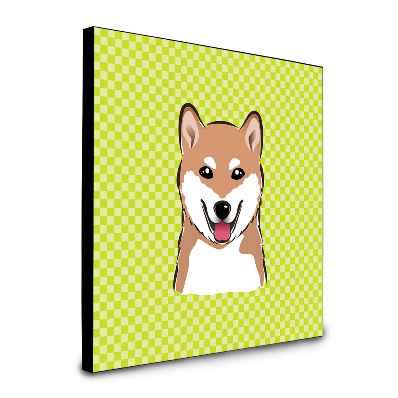 Panneau mural d’art Dungorbery, Vert, Shiba Inu