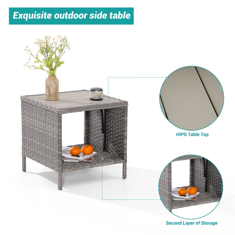 Birdene 8 Piece Wicker Conversation Set with Cushions and Rocking Swivel Chairs, Gray, Gray