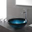 Lavabo de salle de bain vasque circulaire en verre Ladon