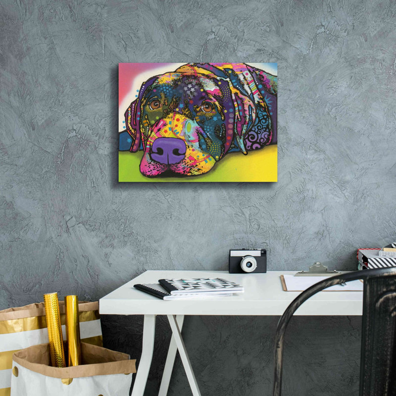«Savvy Labrador» par Dean Russo, art mural sur toile, H 12 po x l 16 po x P 1,5 po