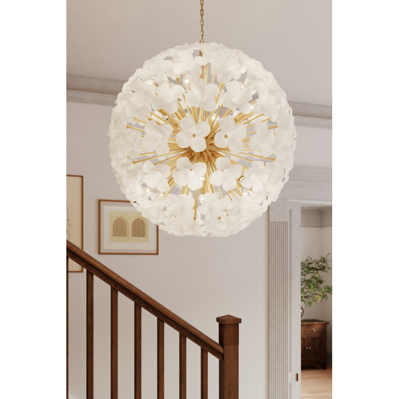 Luminaire suspendu 12 lumières Bloome, H 30 po x l 30 po x P 30 po, 12 lumières