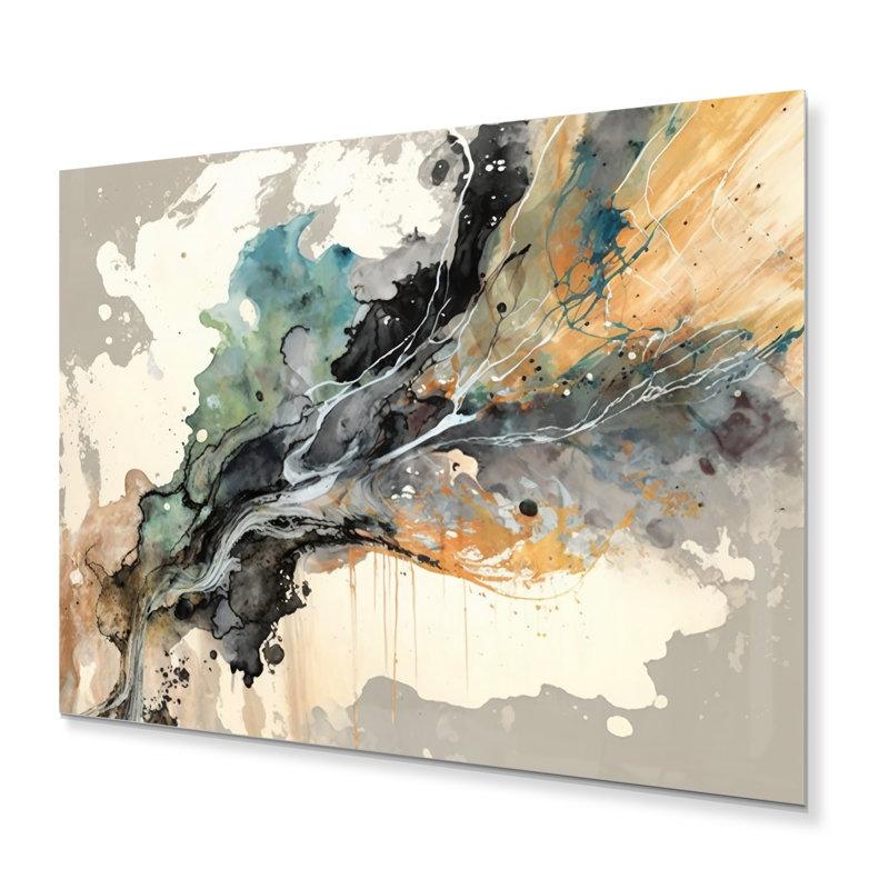 Jazz Rhythms In Shades Of Grey IV - Décoration murale abstraite en métal à encre liquide, H 12 po x l 20 po x P 1 po