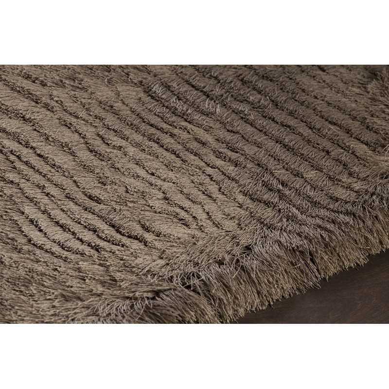 Elisha Hand-Woven Gray/Black Area Rug, Brown/Beige, Rectangle 5' x 7'6"