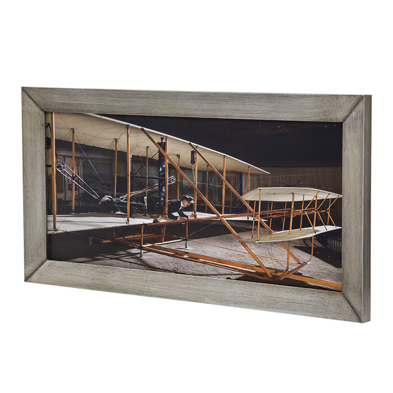 Art mural multicolore en vol 15,7 x 1,2 x 29,9 pouces, avion traditionnel avec homme tendu pour le bureau personnel