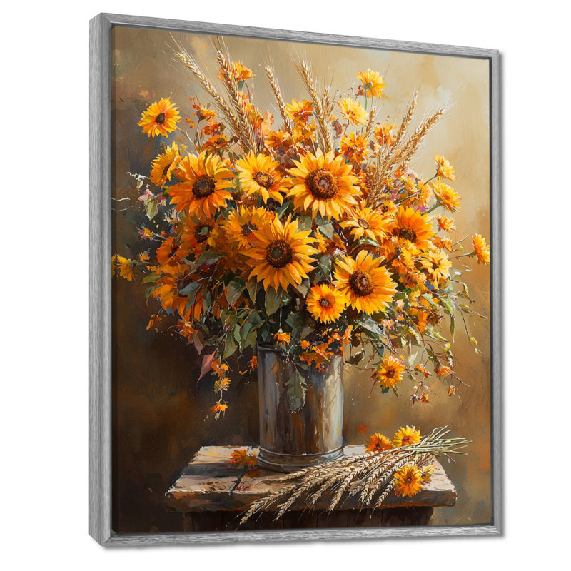 Waycross - impression sur toile florale, H 32 po x l 16 po, Impression encadrée flottante, Argent argent