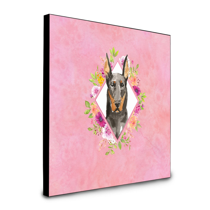 Panneau mural Dollman Flowers, Rose, Doberman gris
