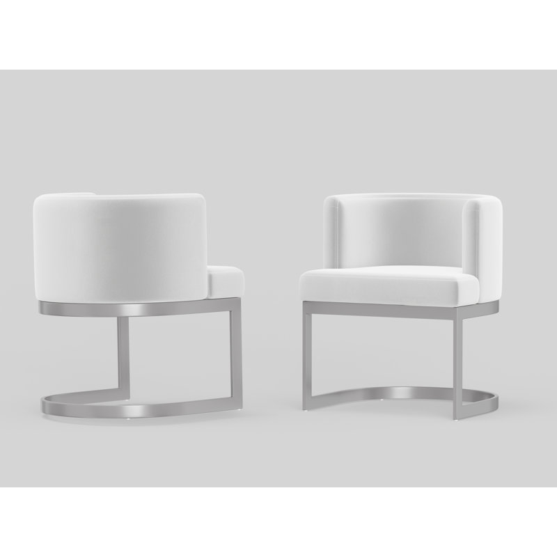 Waycross 19'' H Velvet Upholstered Armchair, White