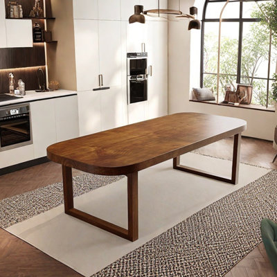 Solid wood round corner dining table rectangular