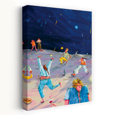Starry Desert Party Colorful Vibrant Abstract Landscape Nature, art mural
