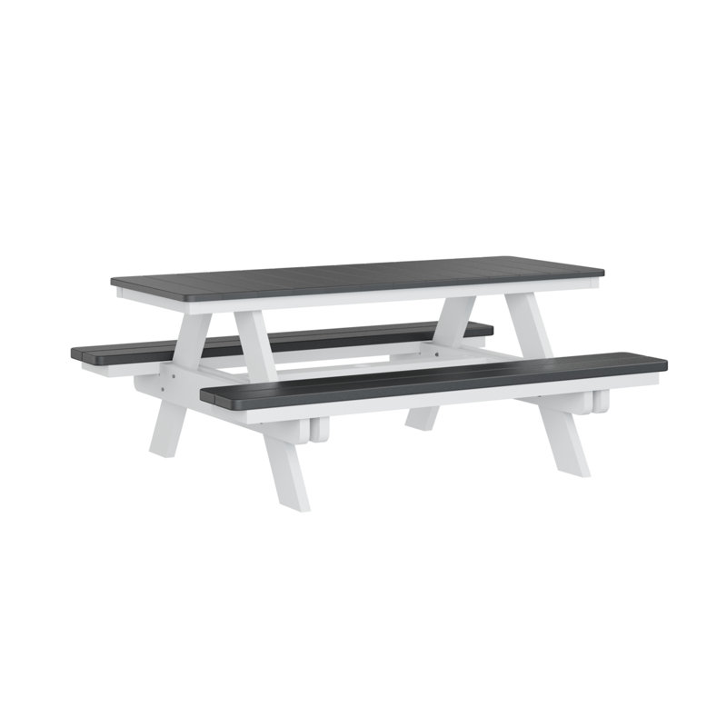 Table de pique-nique rectangulaire Berlin Gardens Ada, H 29 po x L 72 po x l 58 po, Noir / blanc