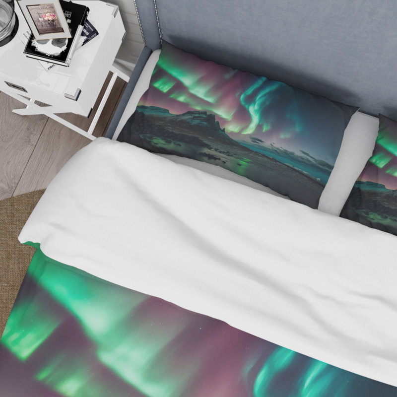 Ensemble de housse de couette en microfibre / polyester Northern Lights Reflection On The Water V