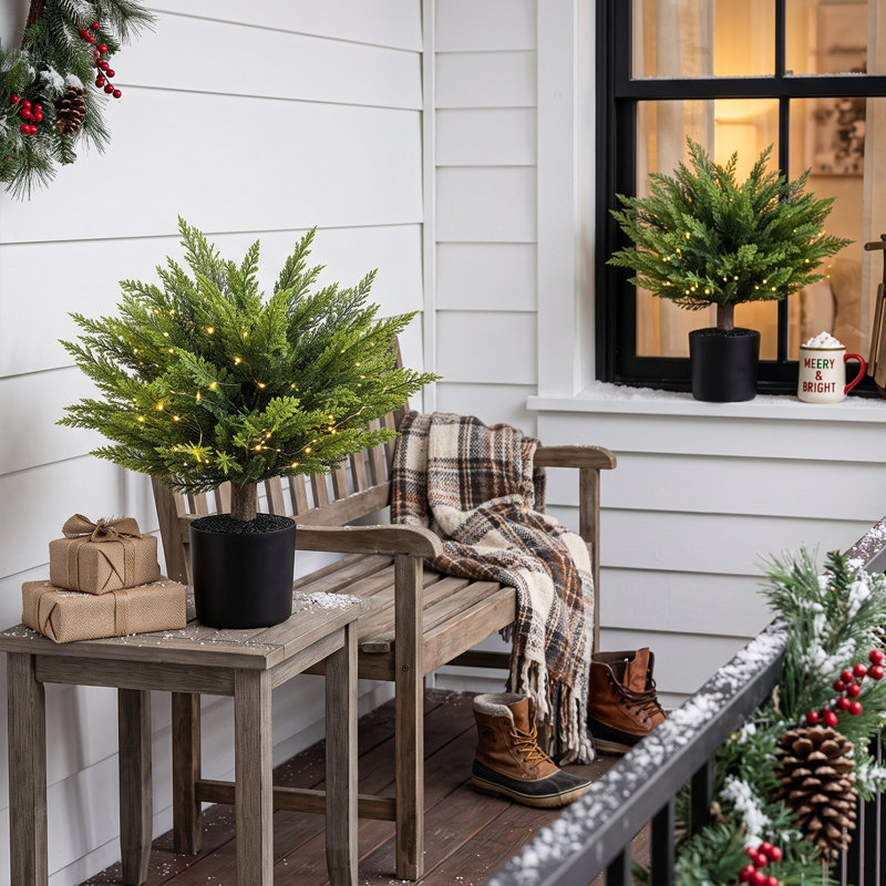 Faux plantes de cèdre 2 pièces vertes