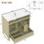 Meuble-lavabo multifonctionnel vert 36 po avec lavabo, bois massif et bois aggloméré