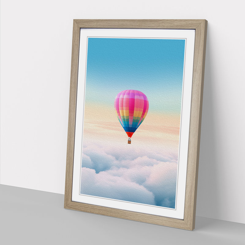 Hot Air Balloon Colour Field - Framed Print, Oak Framed, 34cm H x 25cm W x 2cm D