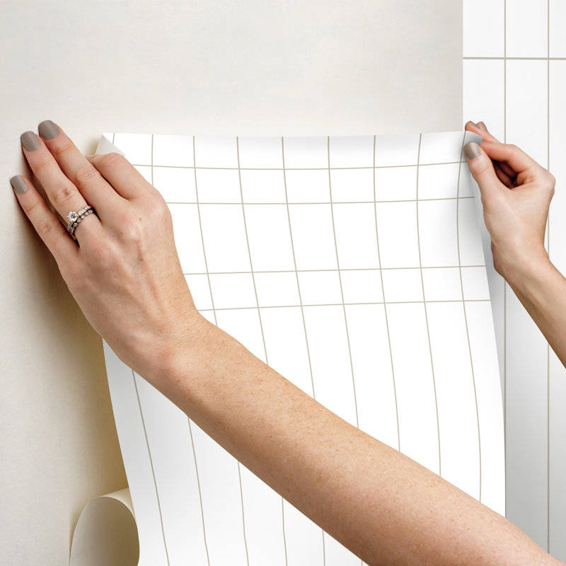 Linear Gridwork Wallpaper, White