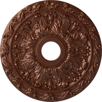 Endurathane Rose Ceiling Medallion, 18"OD x 3 1/2"ID x 1 1/2"P (Fits Canopies up to 7 1/4"), Hand-Painted Polished Copper Finish