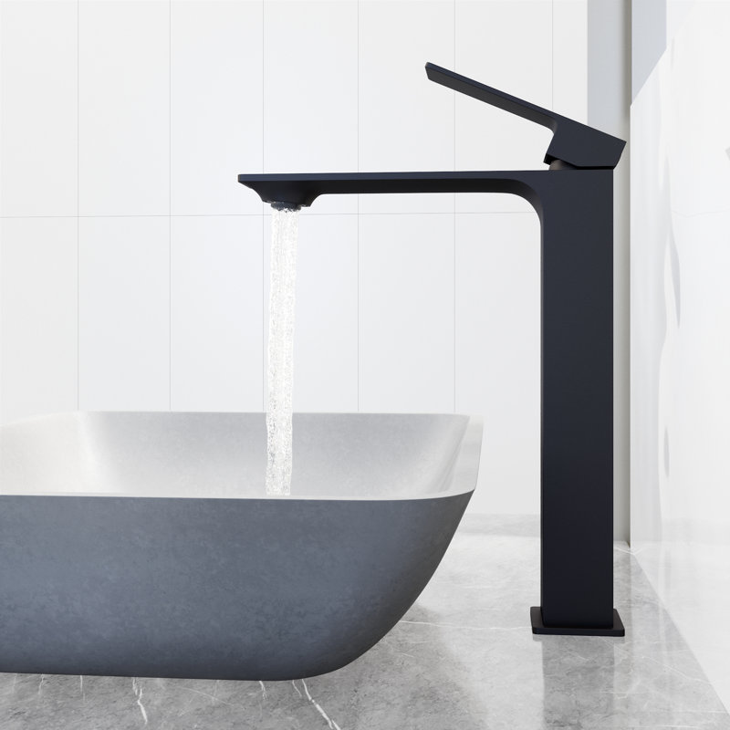 Dunn 11" H Single Handle Vessel Sink Bathroom Faucet, Matte Black