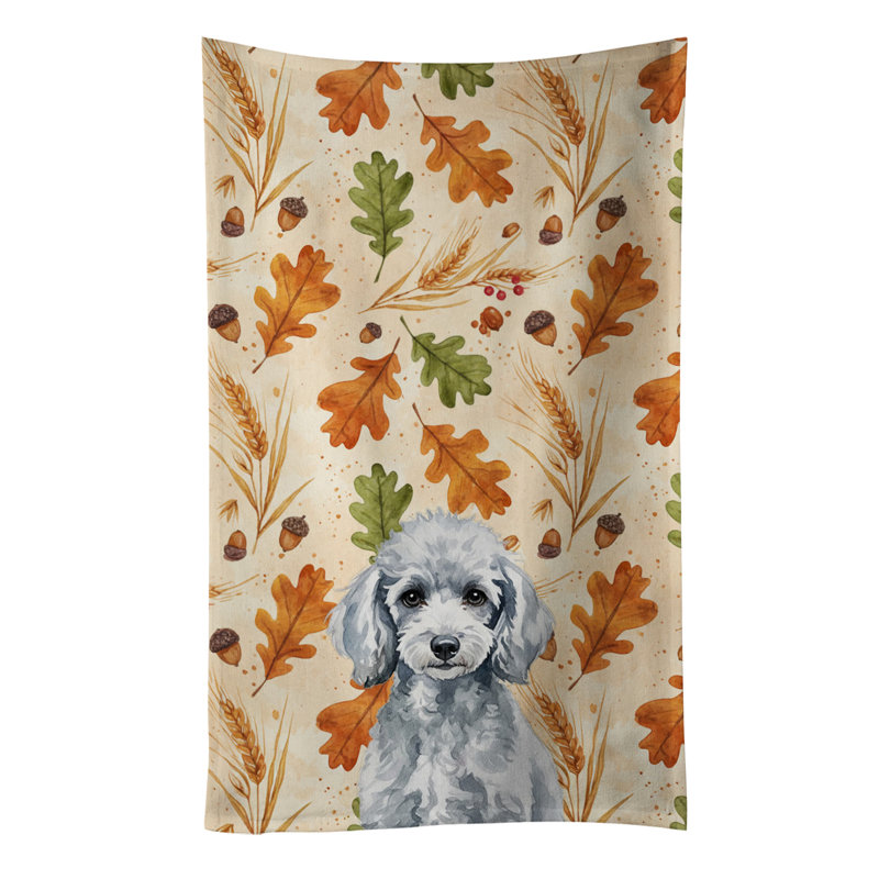 Miniature Silver Poodle Heirloom Fall Kitchen Towel, Miniature Silver Poodle