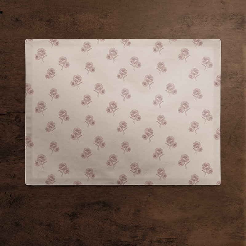 Polyester Floral Rectangle Placemat, Pink