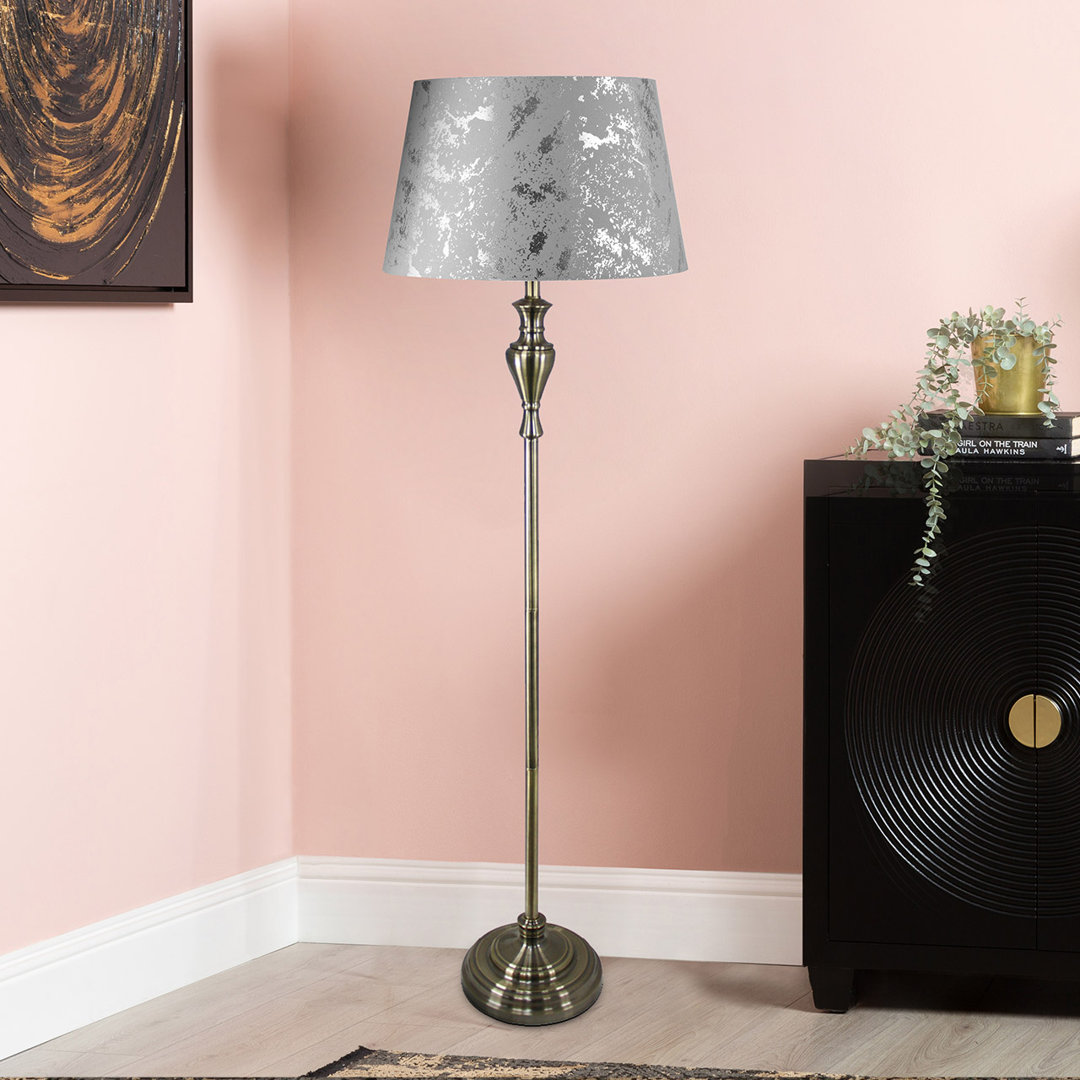 Traditional Floor Lamp For Living Room Furniture, Metal Base Floor Standing Lamp with Linen Shade