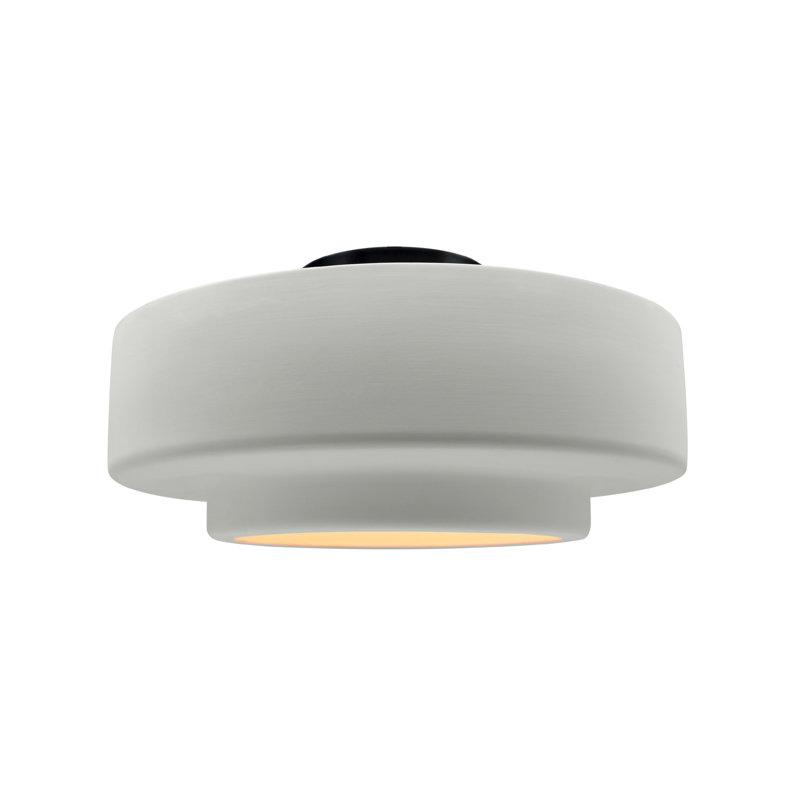 Plafonnier semi-encastré Radiance, H 7,25 po x l 14,5 po x P 14,5 po, Blanc mat, Noir mat