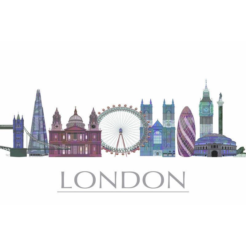 London Skyline Coloured Buildings - Wrapped Canvas Print, 61cm H x 91cm W
