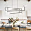 Kanise 3-Light Modern Chandelier Rectangular Black Cage Kitchen Island Pendant with Remote-205194046