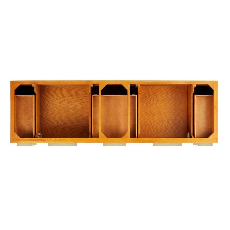 72" Medium Wood Wall-Mount Double Vanity with Carrara Marble Top