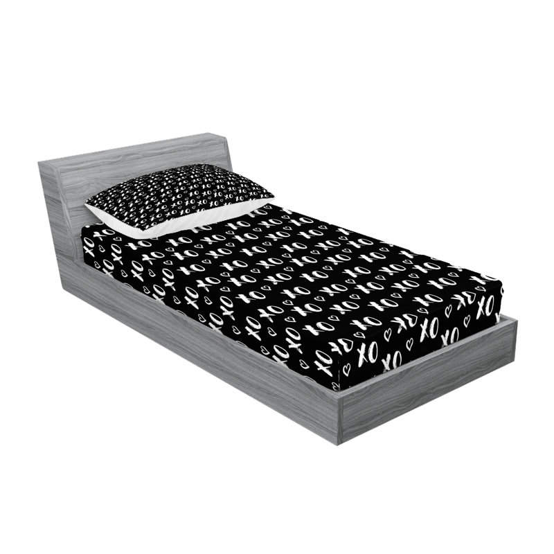 Ensemble de drap-housse et taies décoratives Ambesonne, Ensemble de draps pour lit simple avec deux taies 