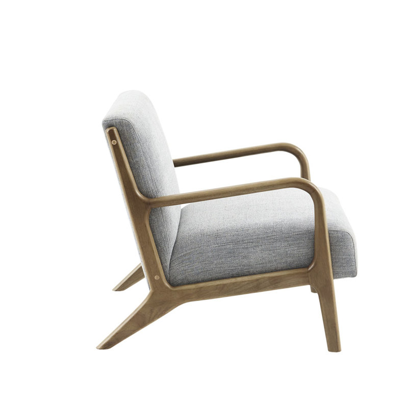Méridienne Mid-Century moderne gris avec mousse haute densité et revêtement en bois massif