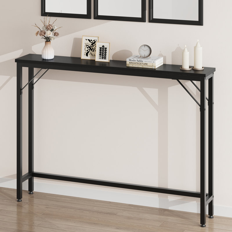 Table de canapé étroite 5,9 po, console Skinny avec rangement, table de canapé mince derrière le salon, le vestibule, le couloir, le vestibule - noir