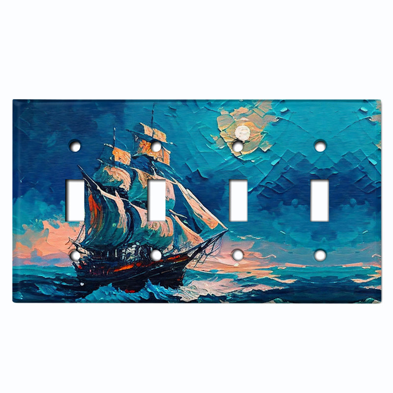 Plaque murale à 4 interrupteurs à bascule Rustic Sea