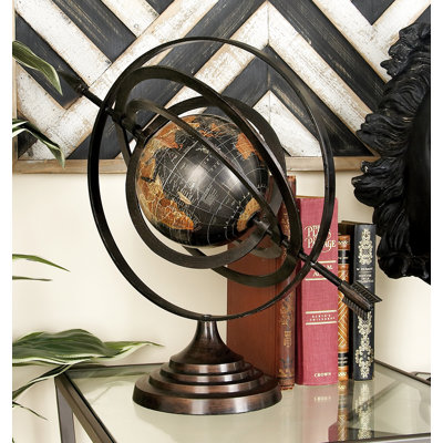 Aluminum Metal Compass Educational/Geographic Earth Black Globe