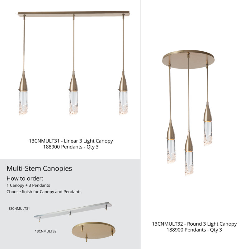 3-Light Round Canopy - Soft Gold Finish, Soft Gold