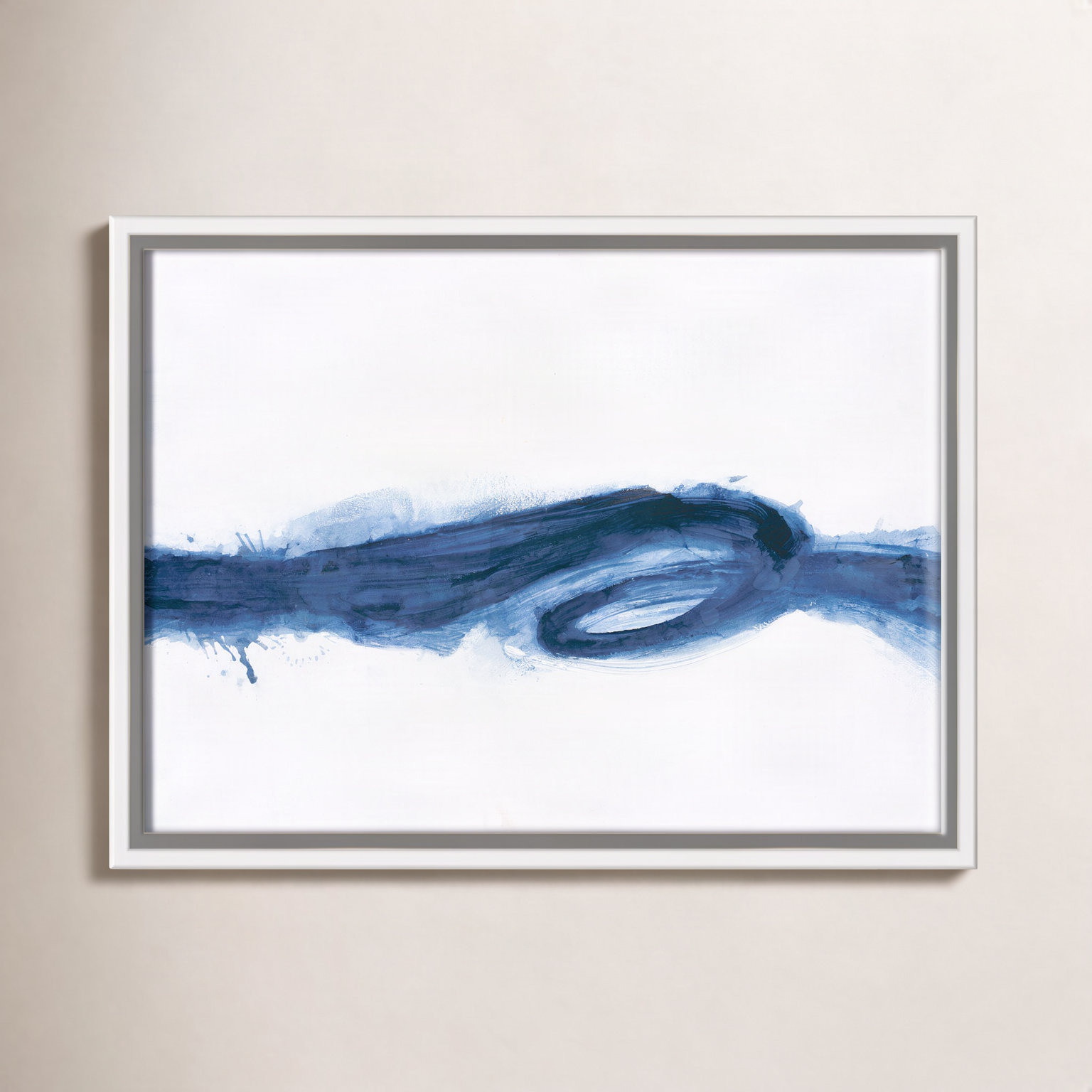 Britt "Liquid Flow" Painting, 12" H x 16" W x 2" D, White Framed