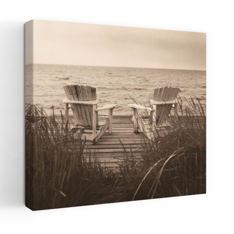 Chaises de plage abstrait art océan côtier, H 36 po x l 36 po