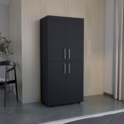 Armoire armoire H 70 po, portes doubles, 6 tablettes, 2 tiges de suspension