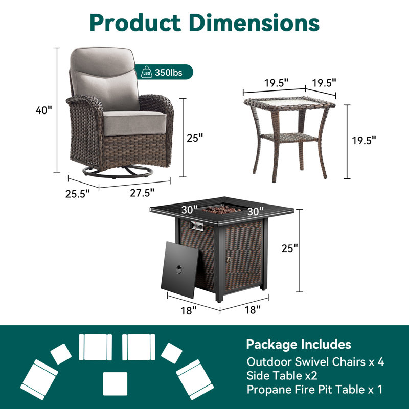 Ensemble de conversation pour table d'extérieur en osier pour 4 personnes avec tables pivotantes et tables d'appoint Totnes