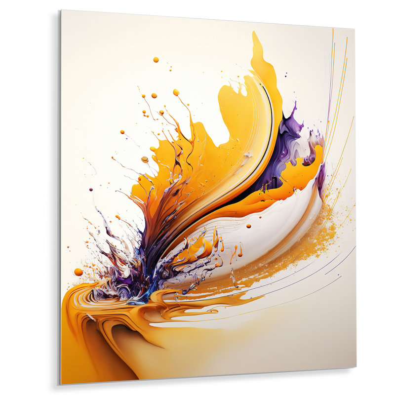 Décoration murale abstraite en métal blanc et or Fusion IV, H 32 po x l 16 po x P 1 po