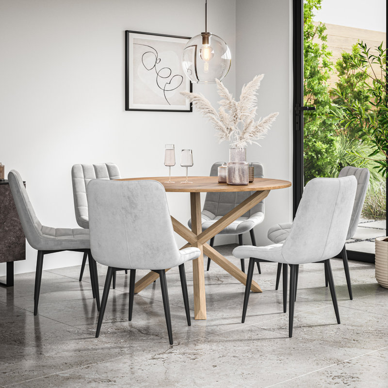 Darcus 6 - Person Dining Set, Oak/Oak/Grey
