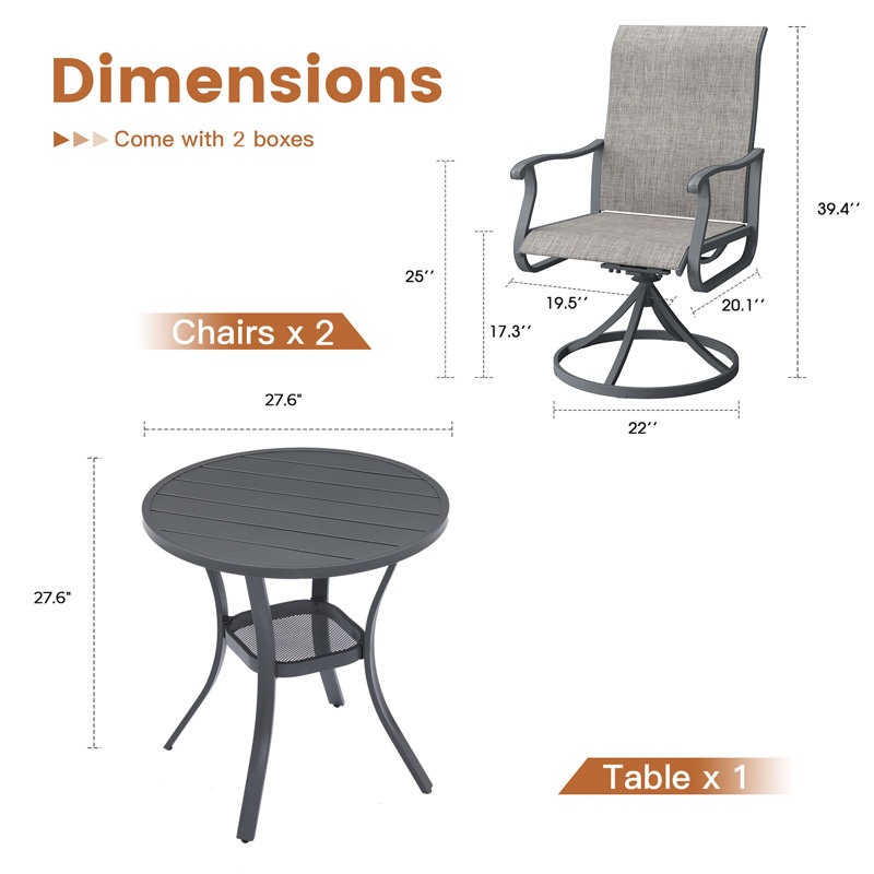 Round Patio Dining Set, Gris