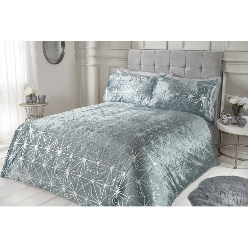 Cowley Geometric Shapes Duvet Cover Set with Pillowcases Included, Blue, Single - 1 Standard Pillowcase