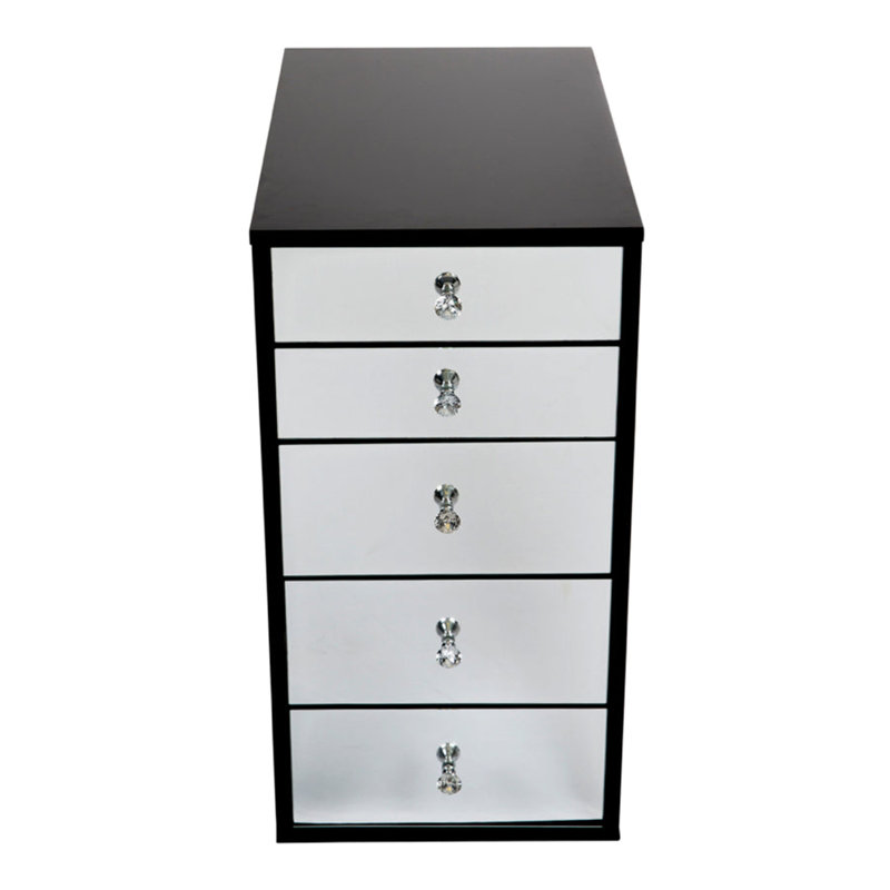 Rangement pour meuble-lavabo à 5 tiroirs avec boutons Crystal Lux, 2 tiroirs moyens et 3 grands tiroirs Slay Station, Noir