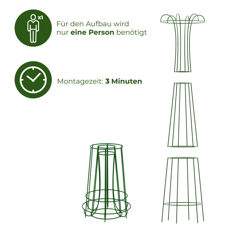Wilmore Metal Obelisk Plant Support, Green, 160cm H x 40cm W x 40cm D