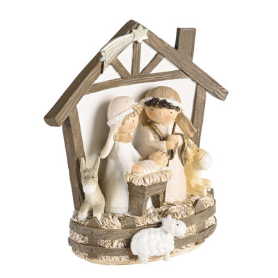 Nativity Holy Family Animals Star 6.75H