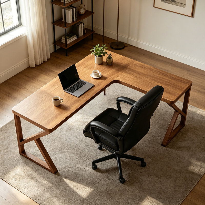 Modern Solid Wood L-Shaped Corner Desk